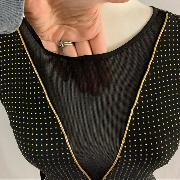 NWT | Express | Black Sleeveless Dress w/ Gold studs dress | Sz 0 - Picture 7 of 16